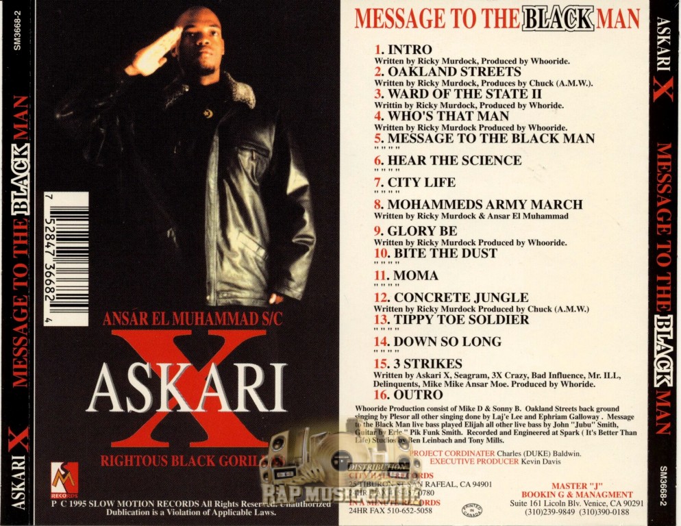 Askari X - Message To The Black Man: 1st Press. CD | Rap
